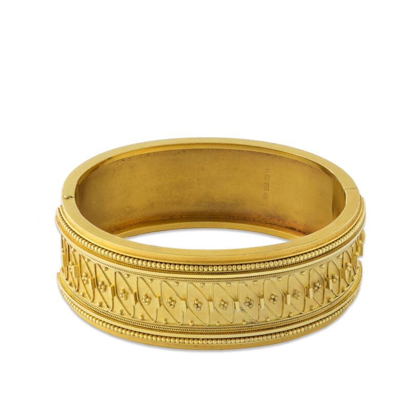 An Etruscan Revival Yellow Gold Bangle