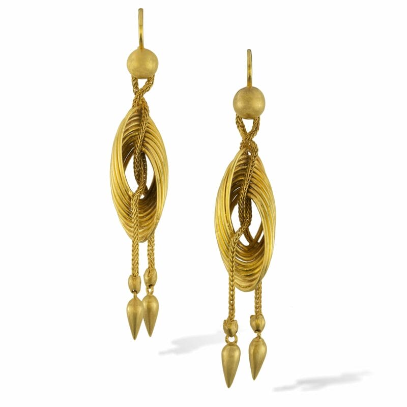 A Pair Of Late Nineteenth Century Gold Drop Earrings