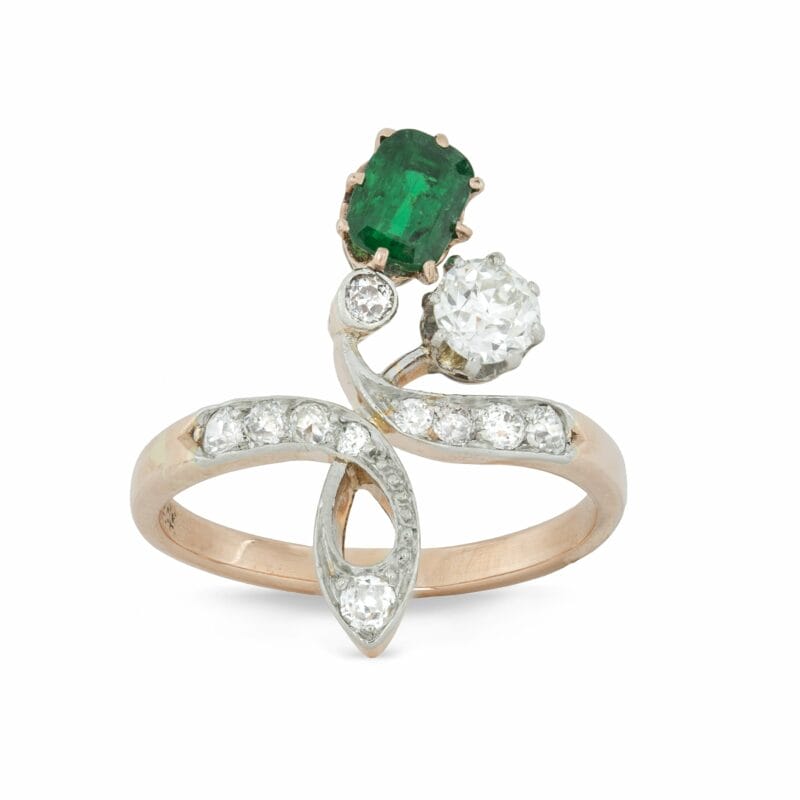 A Turn-of-the-century Emerald And Diamond Ring