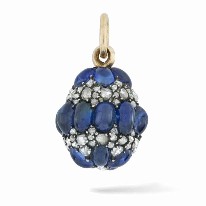An Important sapphire and diamond Easter egg pendant