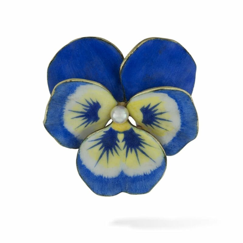 A Blue And Yellow Enamel Pansy Brooch