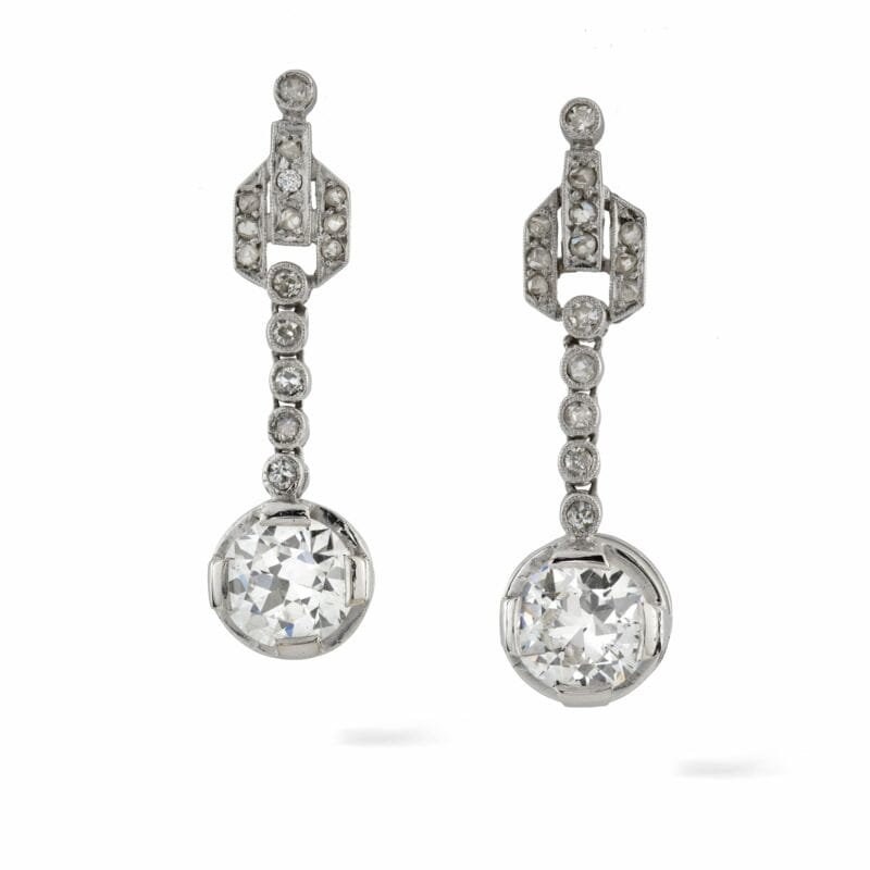 A Pair Of Diamond Drop Earrings
