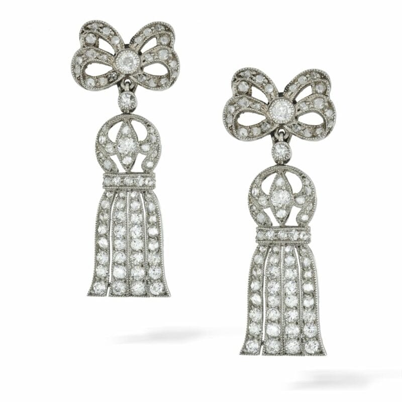 A Pair Of Edwardian Diamond Drop Earrings