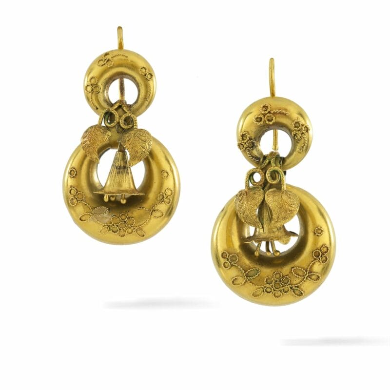 A Pair Of Victorian Yellow Gold Earrings