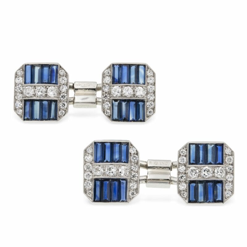 A Pair Of Art Deco Sapphire And Diamond Cufflinks