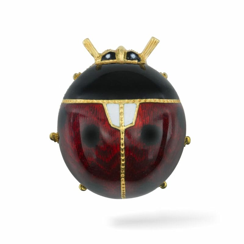 A Guilloché Enamel Ladybird Brooch
