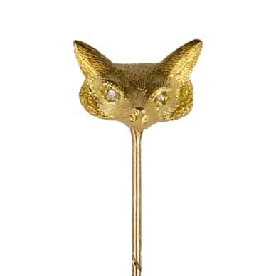 A Yellow Gold And Diamond Fox-head Stick-pin