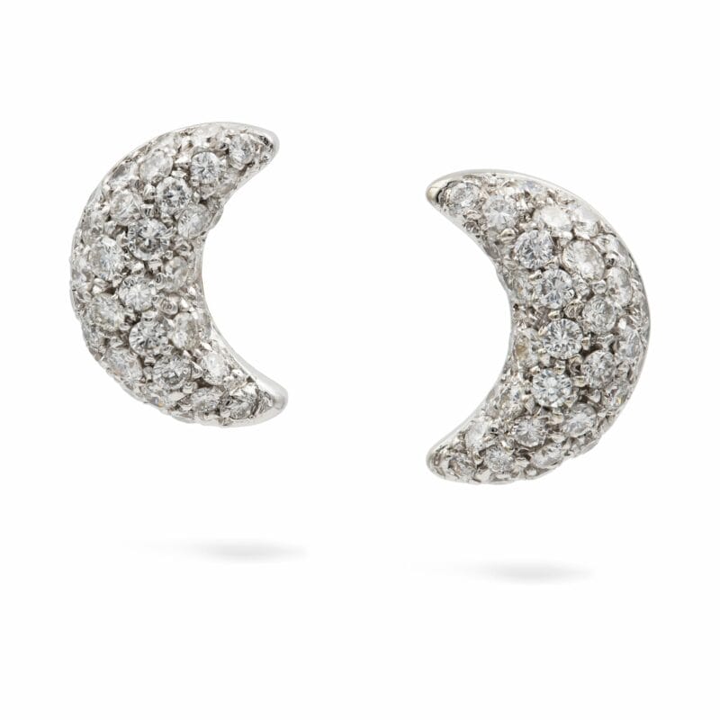A Pair Of Diamond Cresent Moon Stud Earrings
