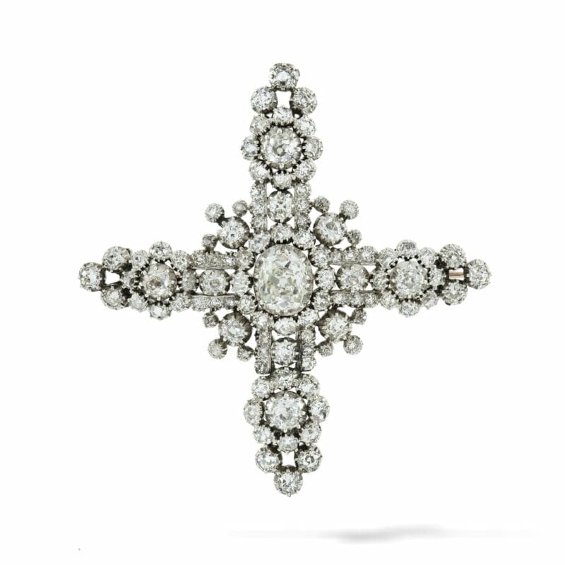 An Early Victorian Diamond-set Cross Brooch