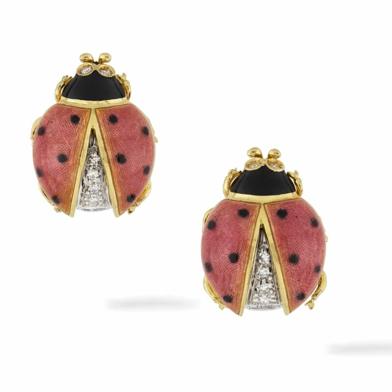 A Pair Of Ladybird Enamel Earrings