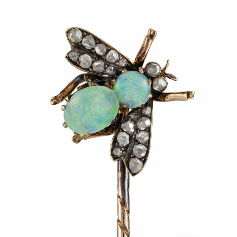 A Victorian Opal And Diamond Fly Stick-pin
