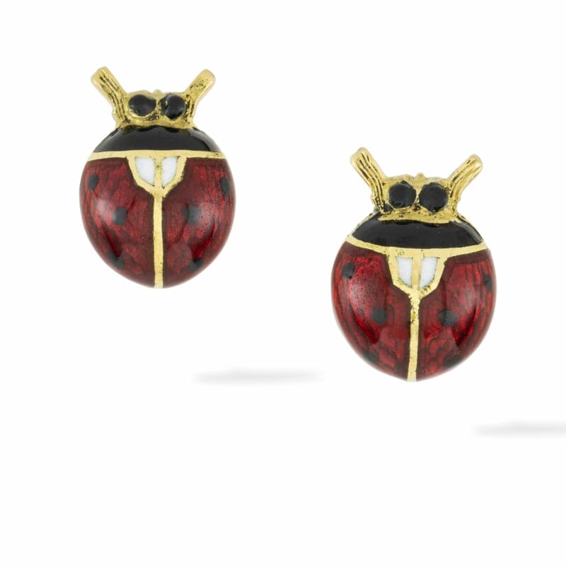 A Pair Of Guilloché Enamel Ladybird Earrings