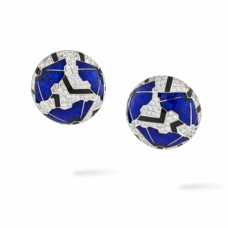 A Pair Of Blue Poppies Art-deco Style Earrings By Ilgiz F