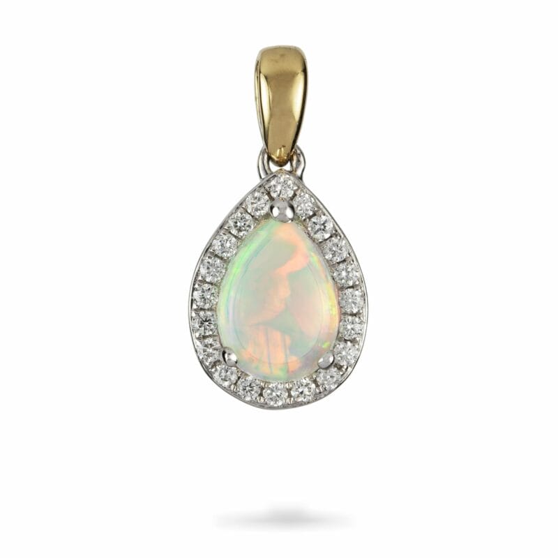 An Opal And Diamond Cluster Pendant,