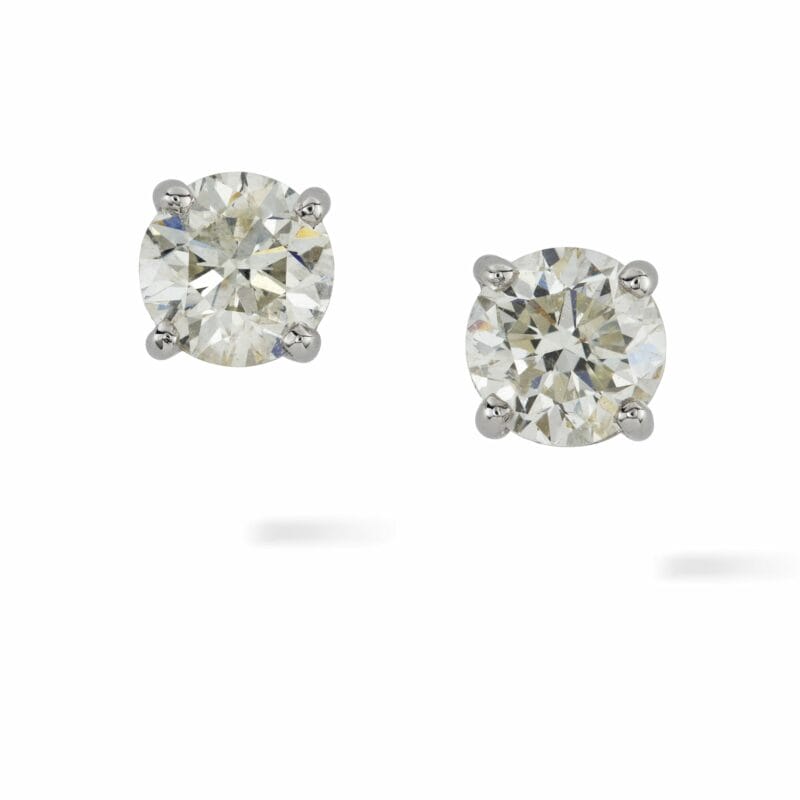 A Pair Of Single Stones Diamond Stud Earrings