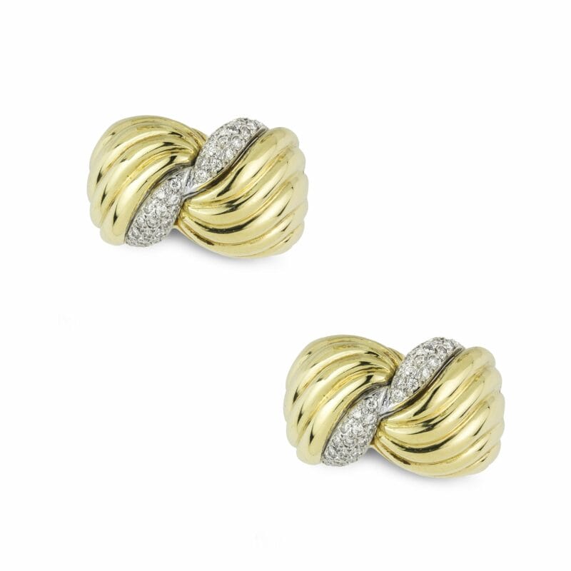 A Pair Of Yellow Gold And Diamond Clip Earrings