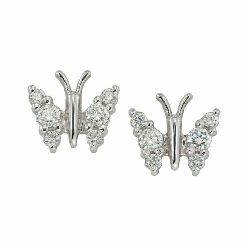 A Pair Of Small Diamond-set Butterfly Earrings