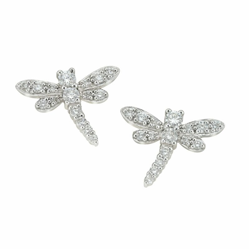 A Pair Of Diamond Dragonfly Earrings