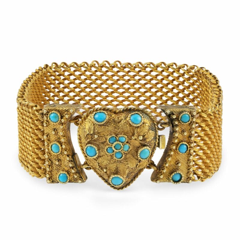 A Georgian Gold And Turquoise Bracelet