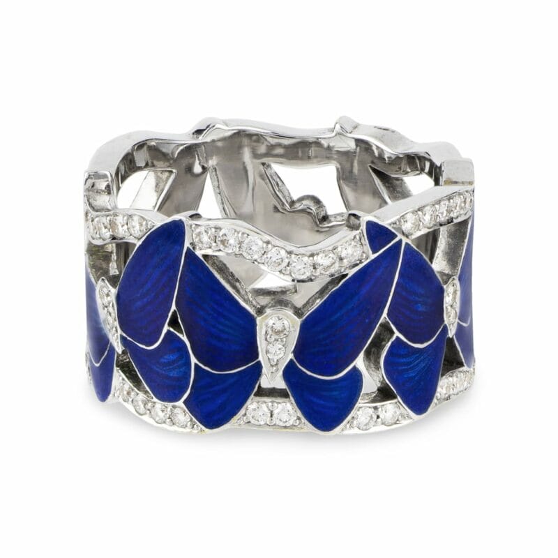An Enamelled Diamond Butterfly Ring By Ilgiz F