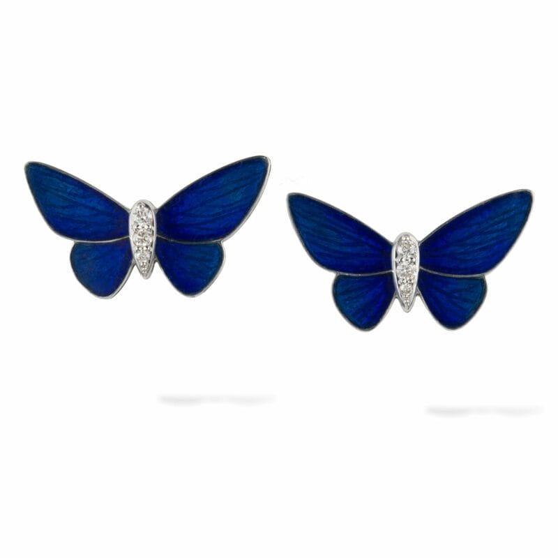 A Pair Of Midnight-blue Butterfly Stud Earrings By Ilgiz F