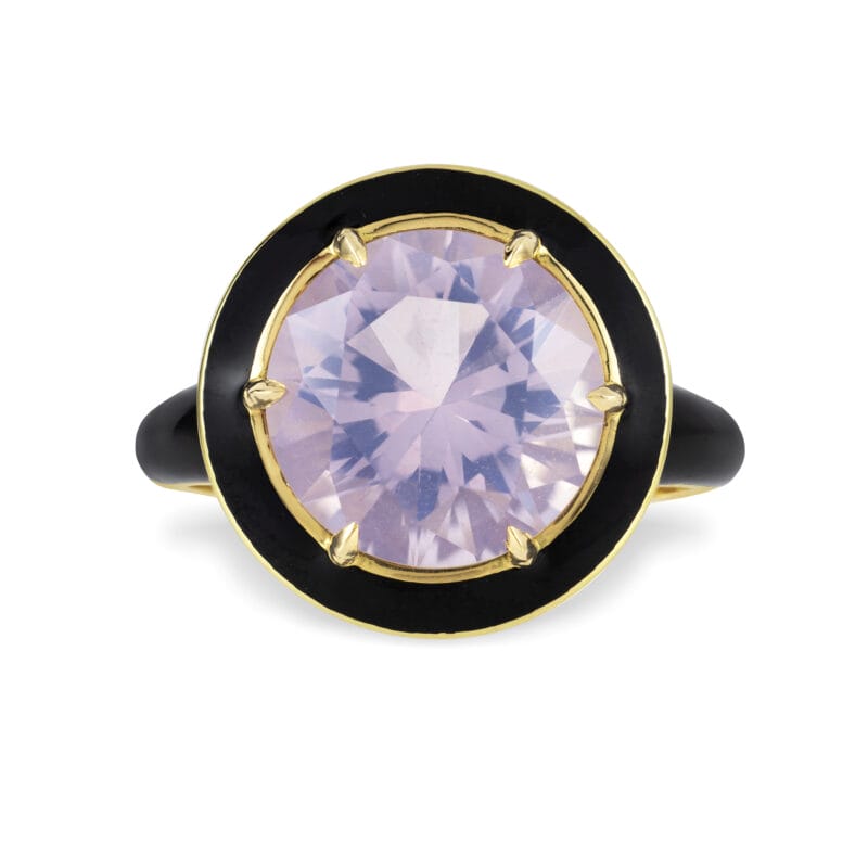 A pink quartz and black enamel ring by Ilgiz F,