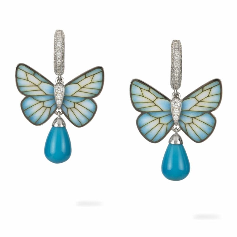 A Pair Of Turquoise Butterfly Earrings By Ilgiz F