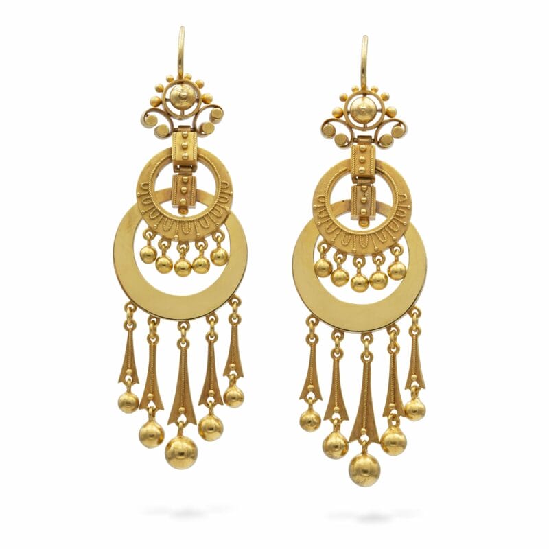 A Pair Of Victorian Gold Drop Earrings