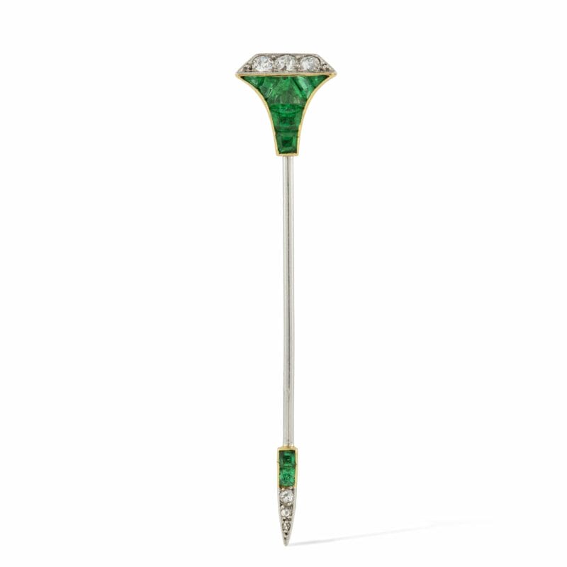 A Cartier Emerald And Diamond Clou Stick-pin
