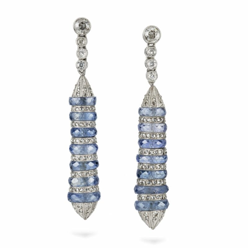 A Pair Of Early 20th Century Cylindrical Drop Earrings