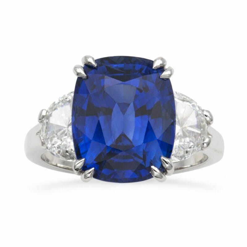 A Cushion Sapphire And Diamond Ring