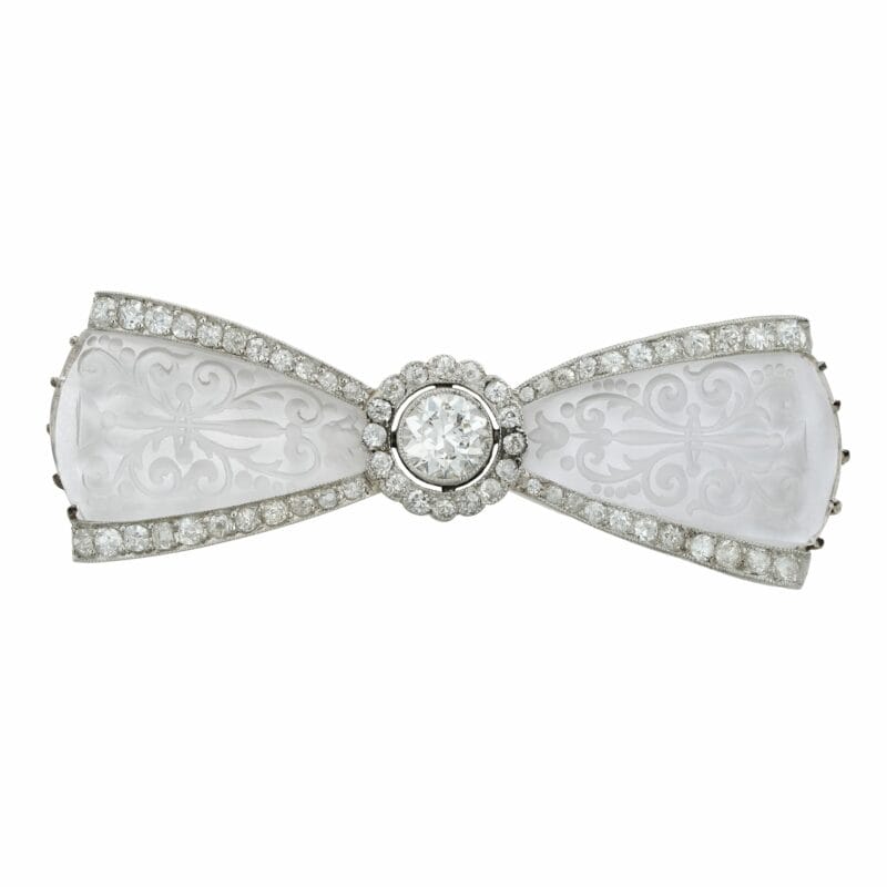 A Rock Crystal And Diamond Bow Brooch By Ernst Paltscho