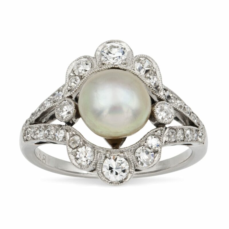 A Belle Époque Natural Pearl And Diamond Ring