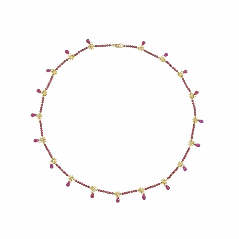 A Handmade Gold And Garnet Necklace By Lucie Heskett-brem