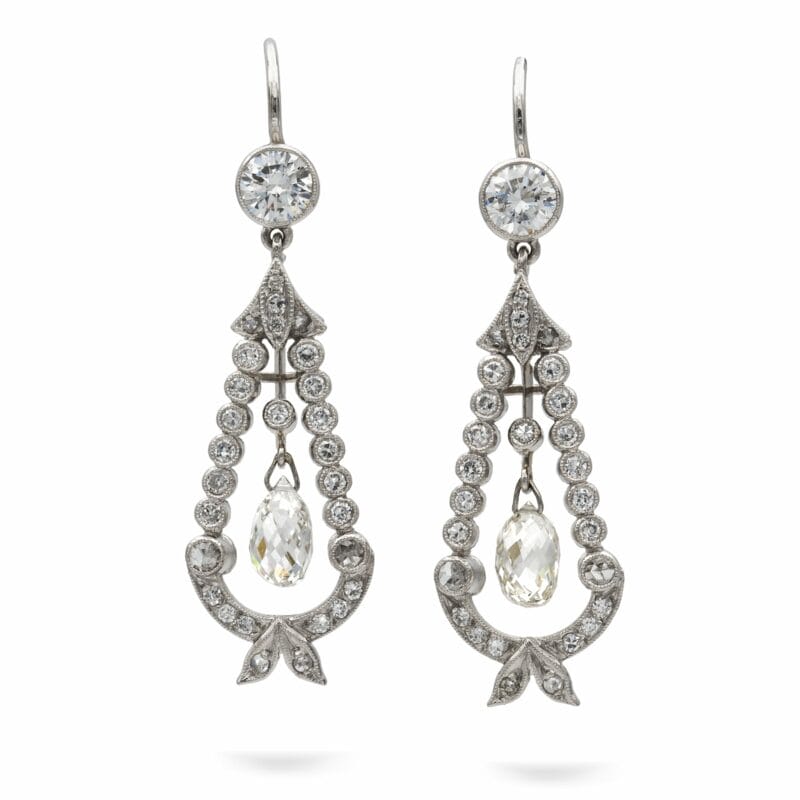 A Pair Of Diamond-Set Drop Earrings