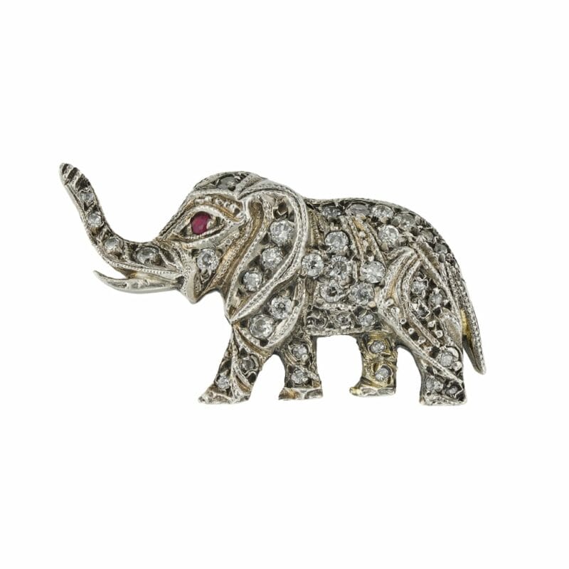 A Diamond Elephant Brooch