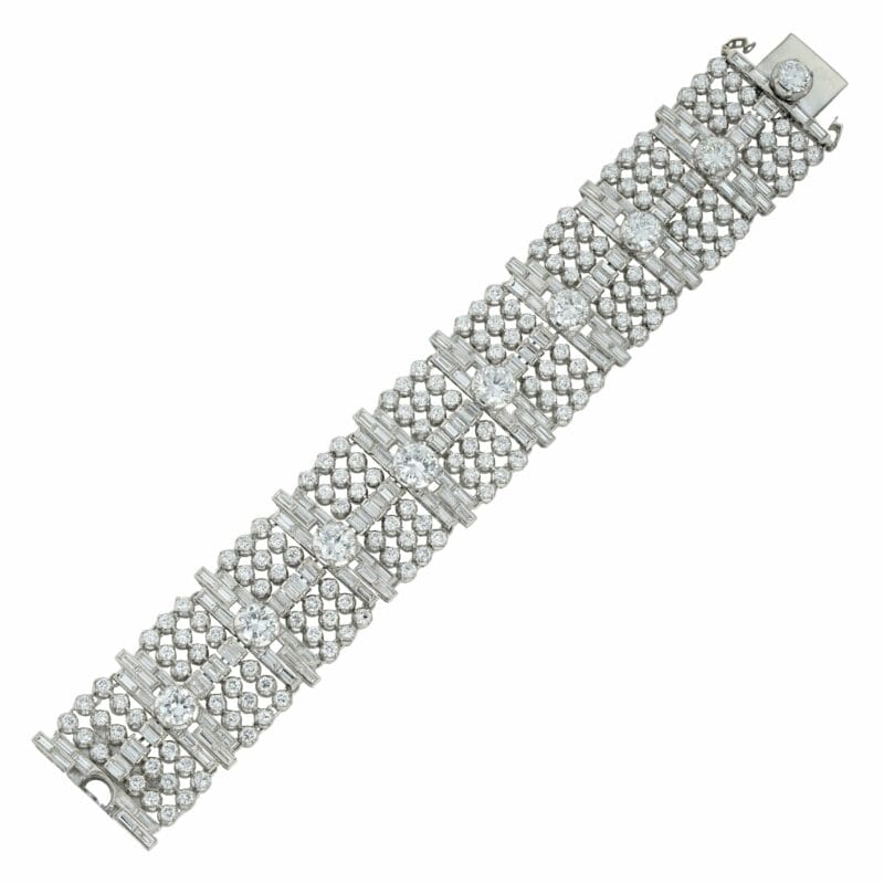 A mid-20th century wide diamond-set bracelet