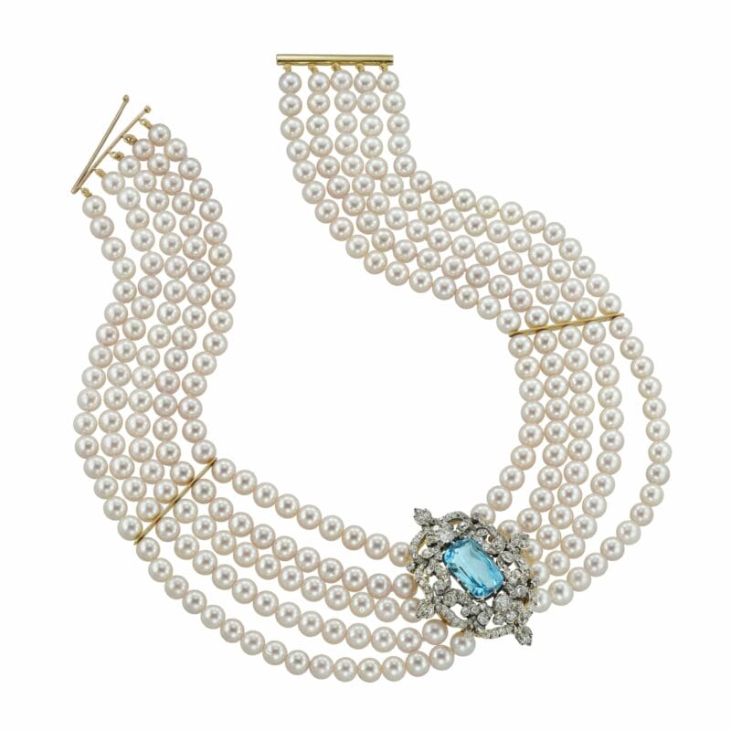 A Victorian Aquamarine, Diamond And Pearl Pendant Necklace