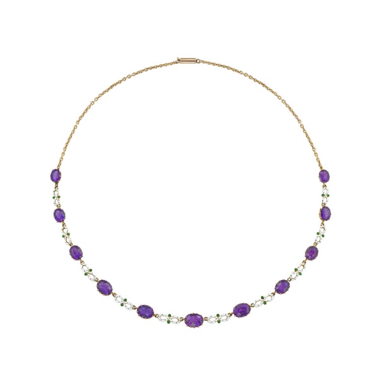 A Suffragette Amethyst And Enamel Necklace