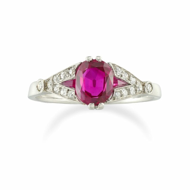 A French Art Deco Ruby And Diamond Ring