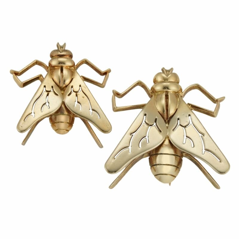 A Pair Of Yellow Gold Fly Insect Brooches, Boucheron