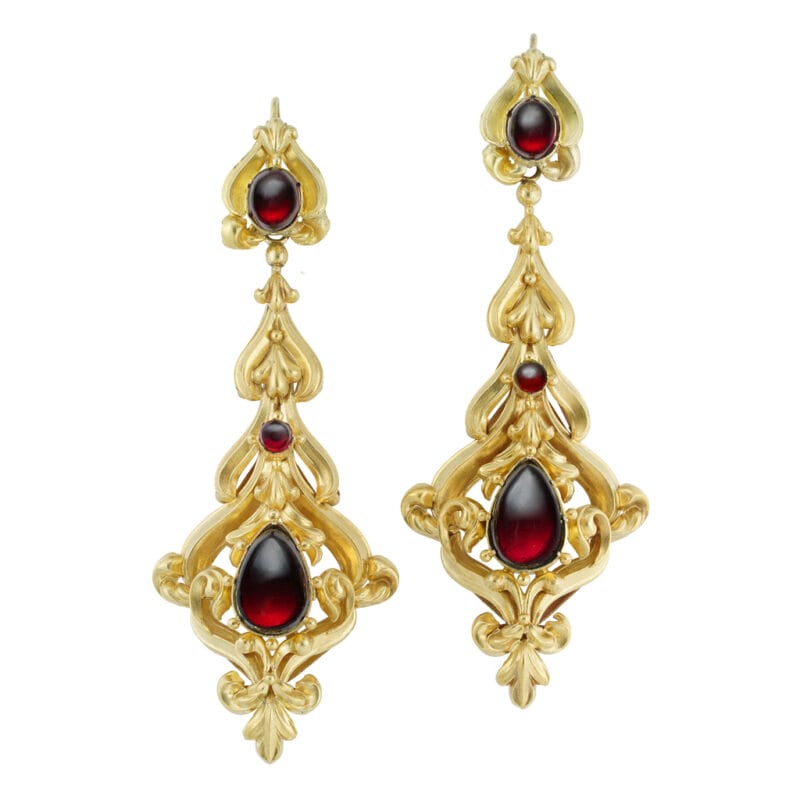 A Pair Of Victorian Garnet And Gold Earring