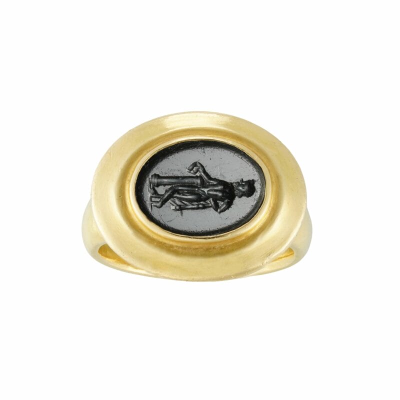 A Late Georgian Gold Ring Mounted With A Roman Onyx Intaglio