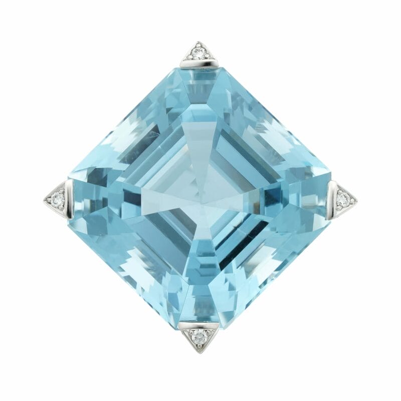 An Aquamarine And Diamond Ring,