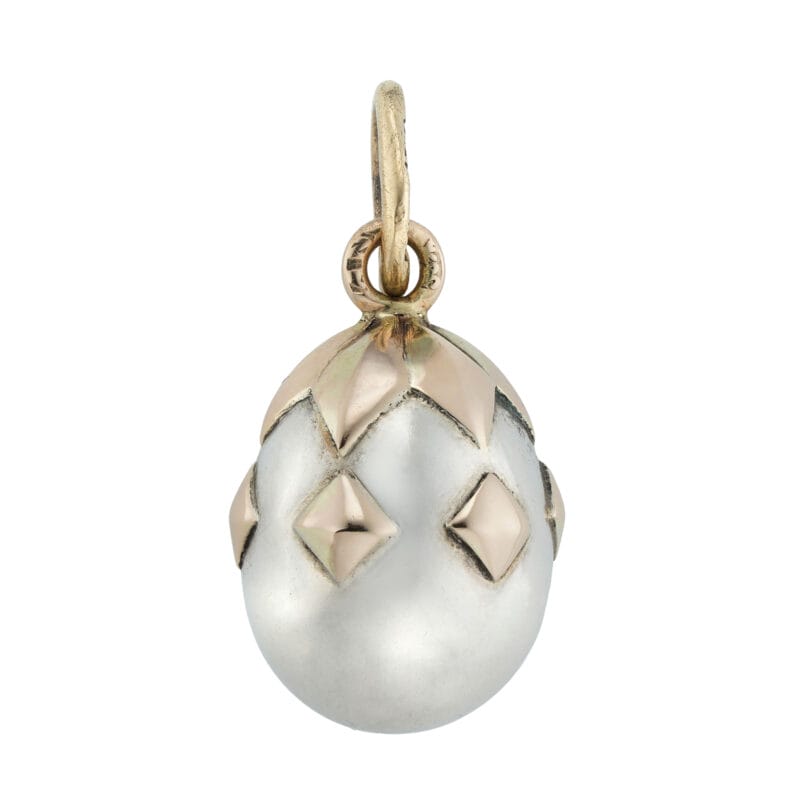 A Faberge Silver And Gold Miniature Egg Pendant