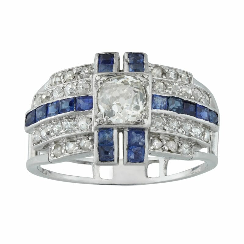 An Art Deco Diamond And Sapphire Ring