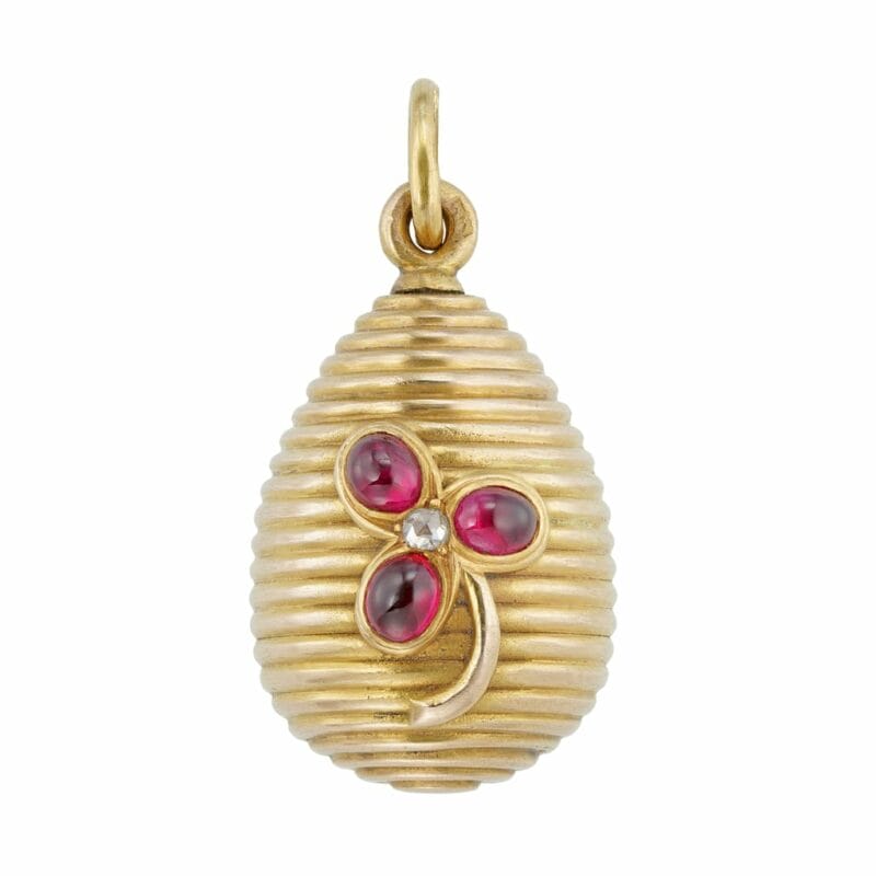 A Faberge Jewelled Gold Miniature Egg Pendant