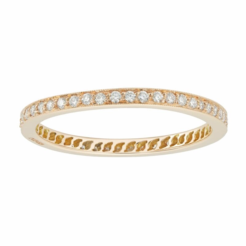 A rose gold and diamond full eternity ring