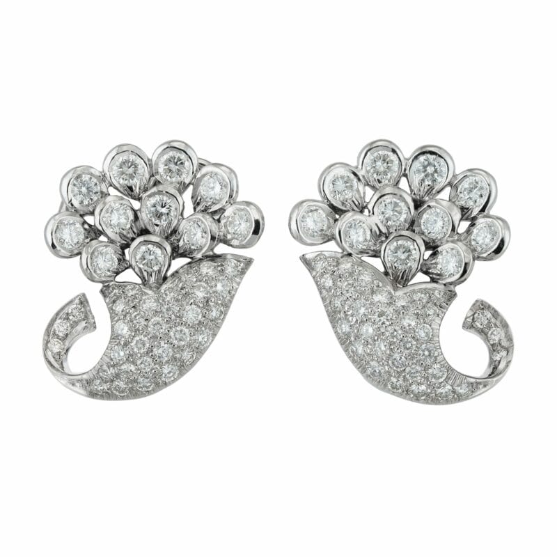 A Pair Of Diamond-set Cornucopia Earrings