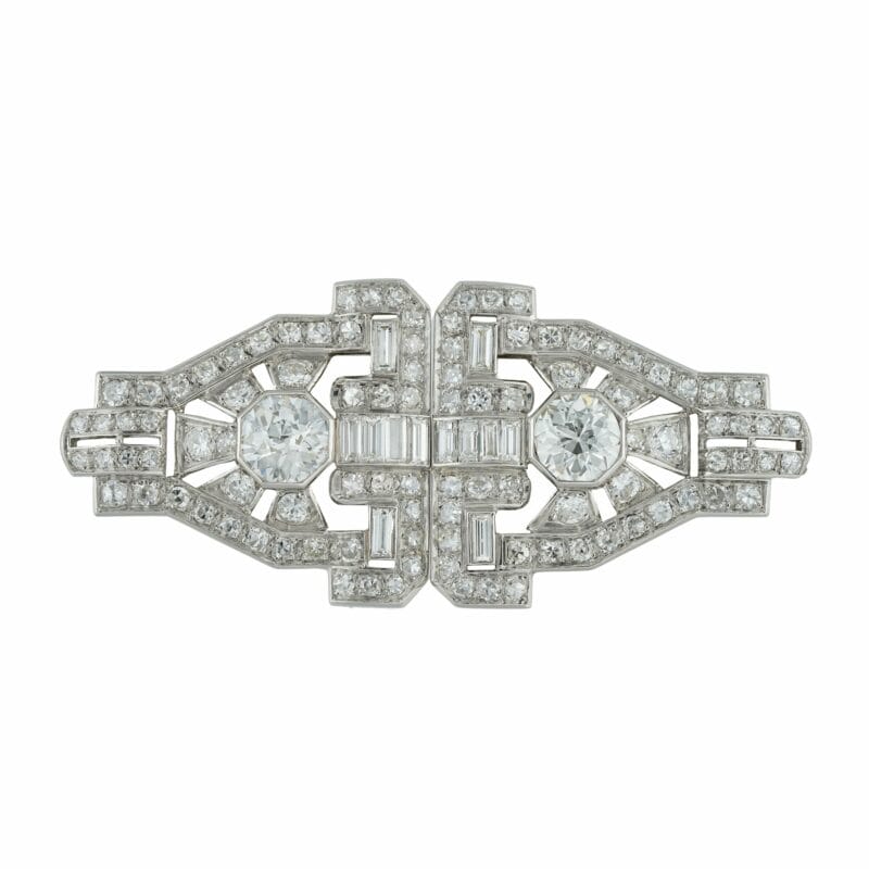 An Art Deco Diamond-set Double-clip Brooch